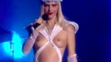 Cicciolina nearly nude live on stage italian television