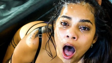 Mila Garcia goes beyond her deepthroat limit, she's SHOCKED