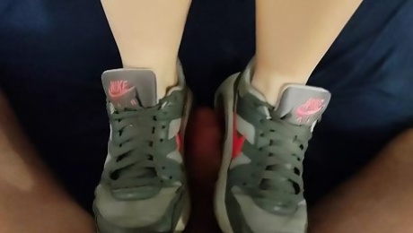 Cumshot on my wife's Nike Sneaker