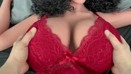 Isabella Torso - I made her try on my Valentines Day gift early, then I covered it in cum