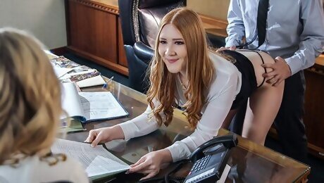 Submissive Blonde Assistants Let Their Boss Them On The Office Desk